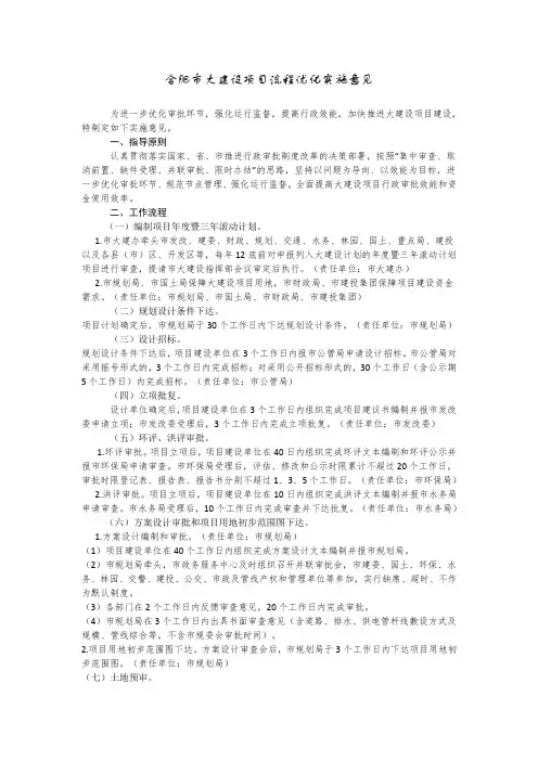 合肥市大建设项目流程优化实施意见