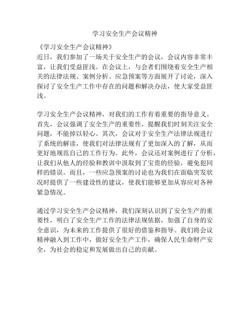 学习安全生产会议精神
