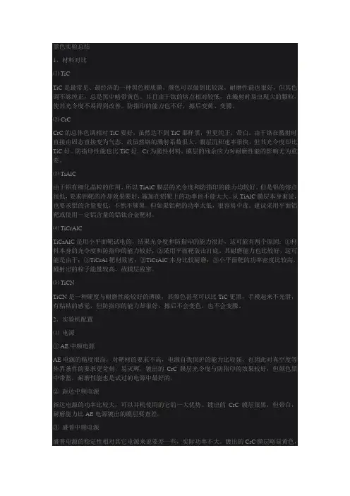 磁控溅射镀膜多年经验总结