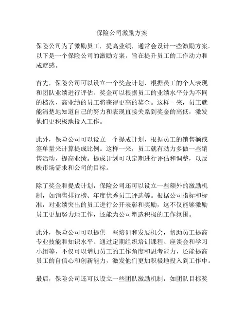 保险公司激励方案
