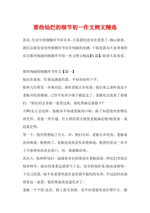那些灿烂的细节初一作文例文精选
