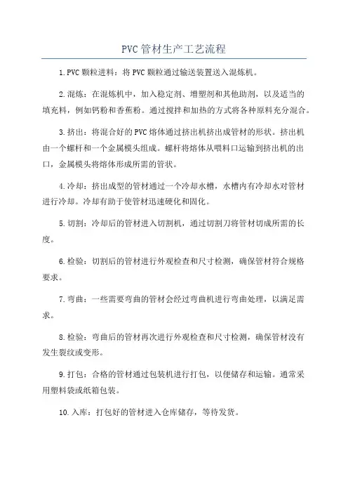PVC管材生产工艺流程