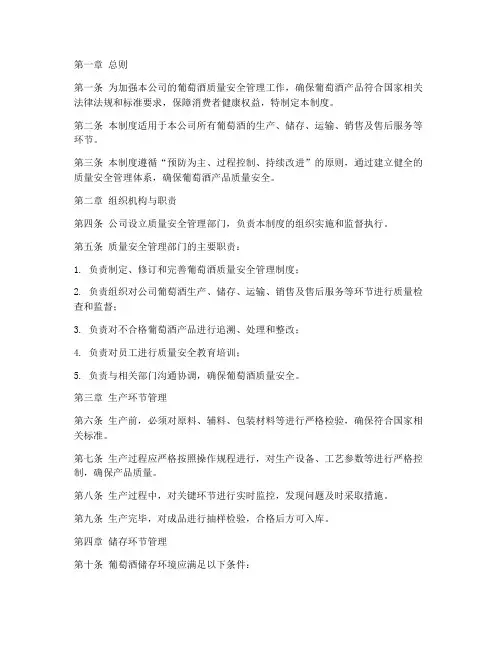 葡萄酒质量安全管理制度
