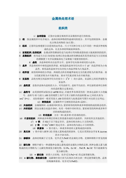 金属热处理术语