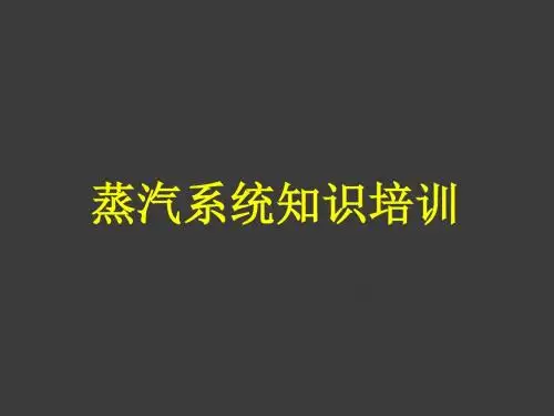 蒸汽系统知识培训素材