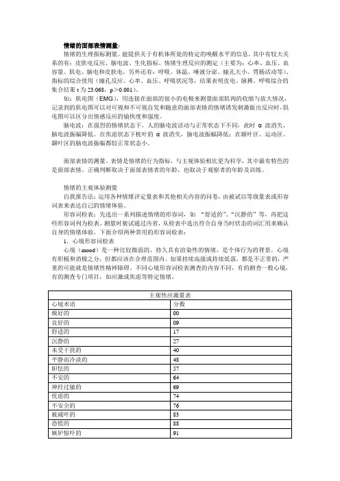 情绪的面部表情测量