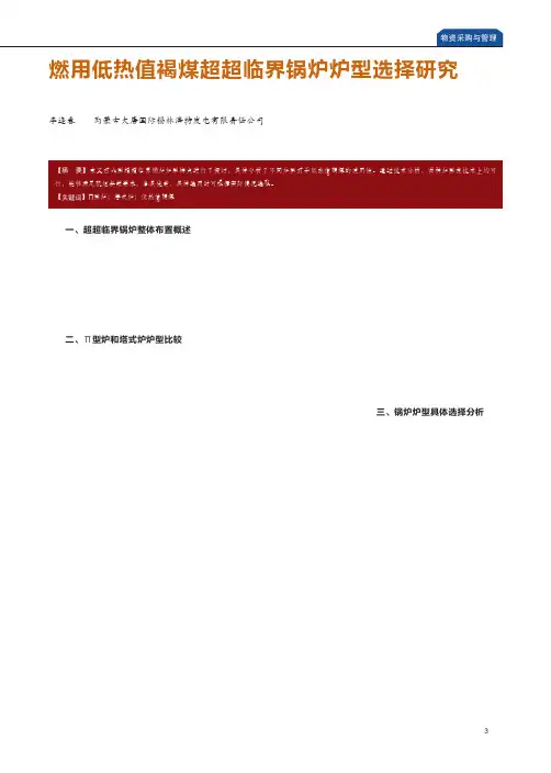 燃用低热值褐煤超超临界锅炉炉型选择研究
