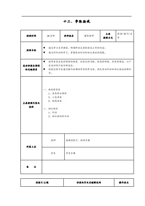 岗前争取面谈讲师手册