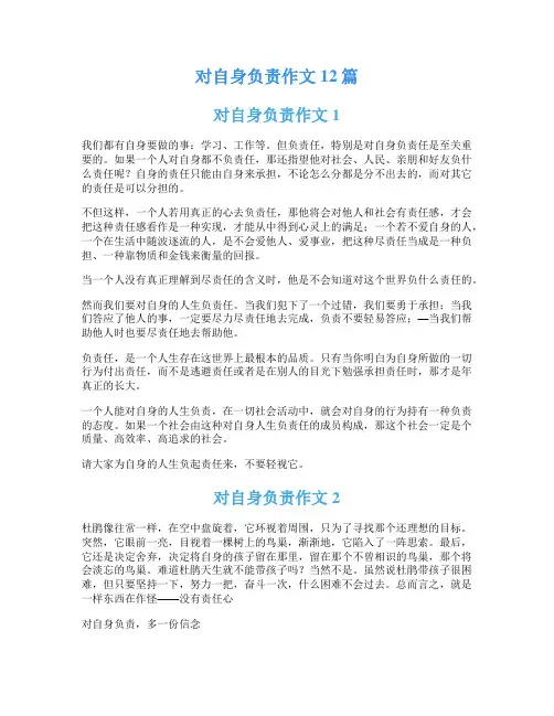 对自身负责作文12篇