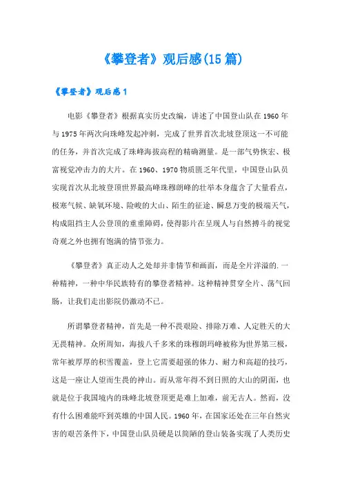《攀登者》观后感(15篇)