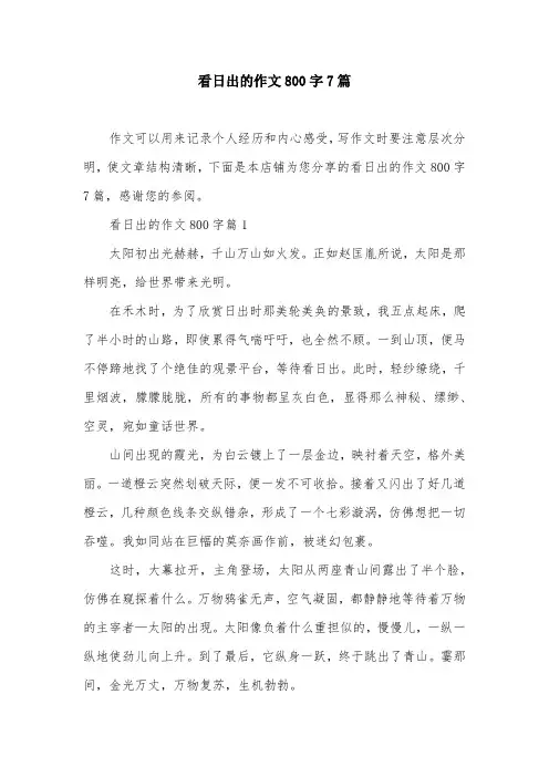 看日出的作文800字7篇