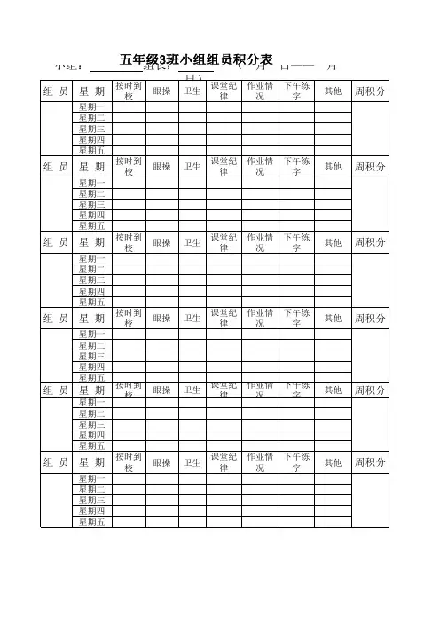 5(3)班学习小组积分表