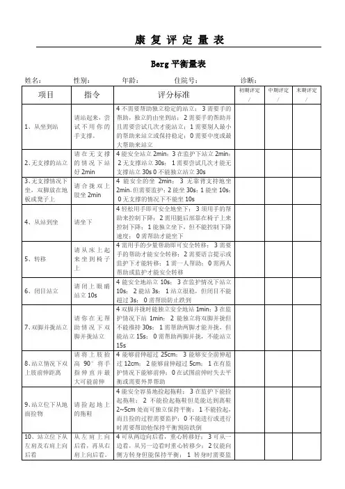 Berg平衡量表