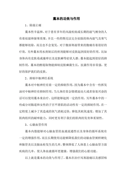 藁本的功效与作用