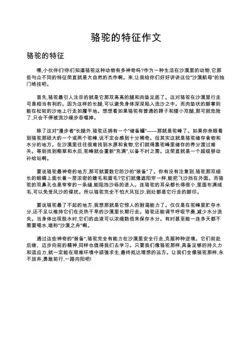骆驼的特征作文
