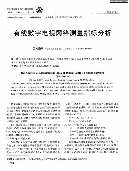 有线数字电视网络测量指标分析