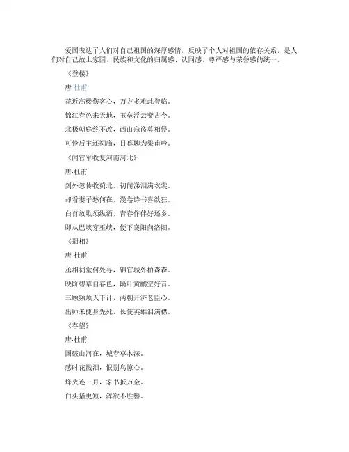 表现爱国主义的诗词