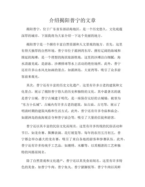 介绍揭阳普宁的文章