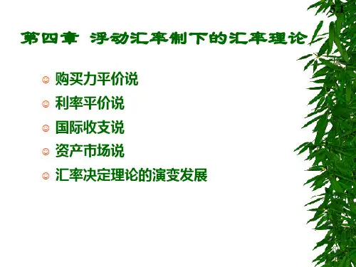 第四章 浮动汇率制下的汇率决定理论