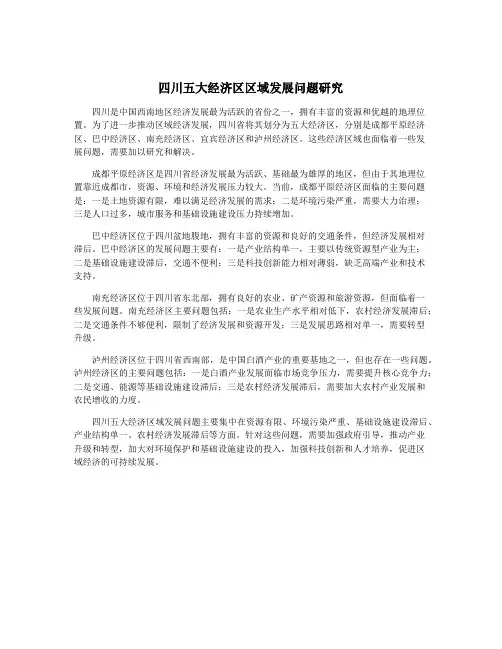 四川五大经济区区域发展问题研究