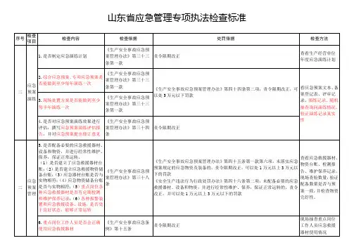 山东省应急管理安全生产“三到位”专项执法检查标准