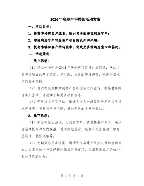 2024年房地产售楼部活动方案