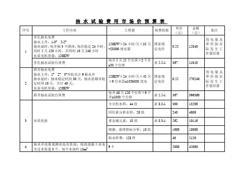 群井抽水试验预算