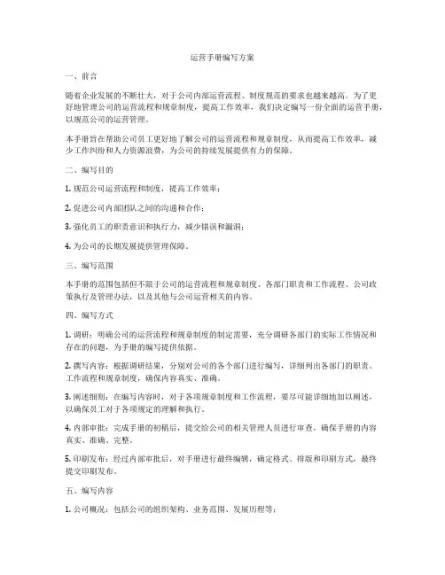 运营手册编写方案