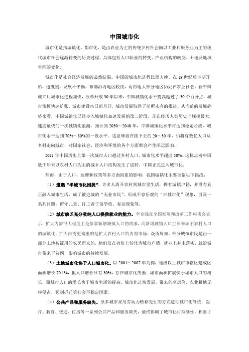 城市化面临的挑战