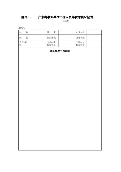 事业单位年年度考核表格