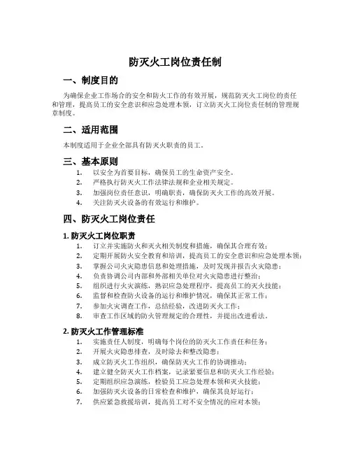 防灭火工岗位责任制