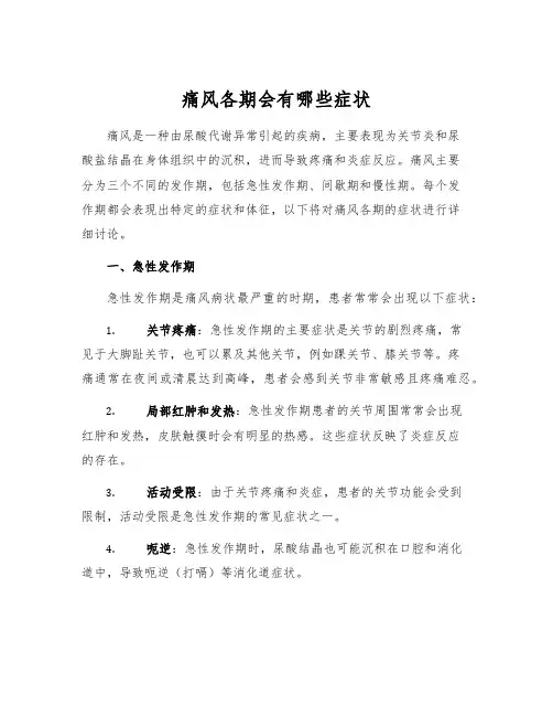 痛风各期会有哪些症状