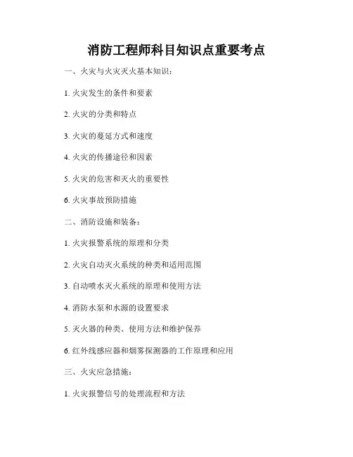 消防工程师科目知识点重要考点