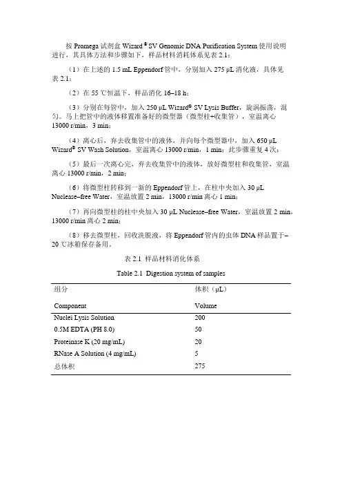 Promega试剂盒Wizard