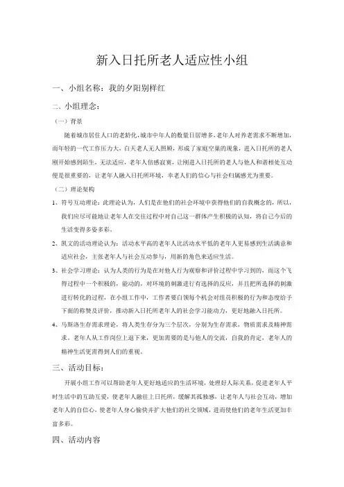 老年人适应性小组计划书