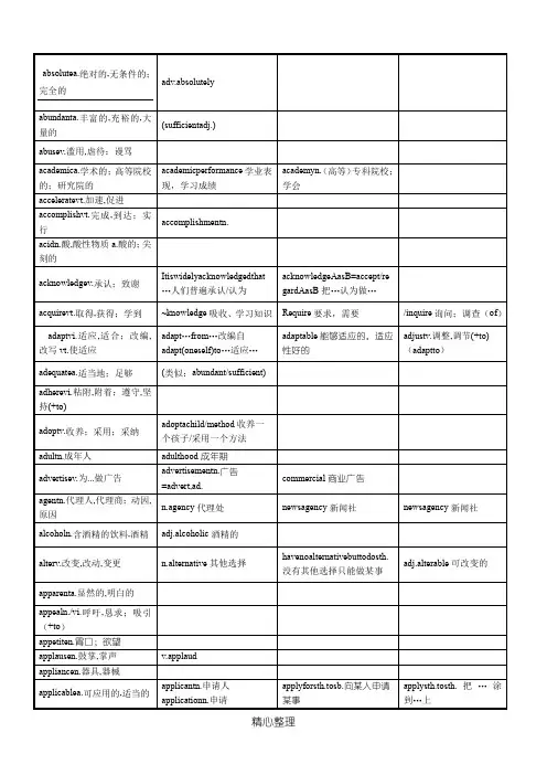 上海高考阅读高频词汇整理