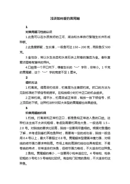浅谈如何垂钓黄尾鲴