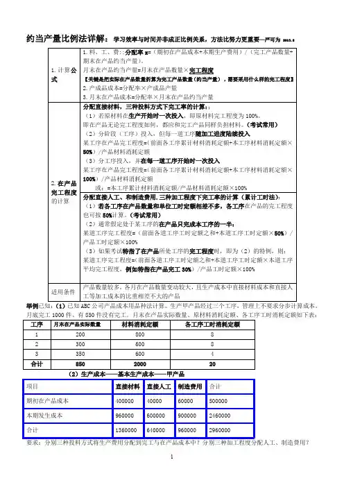 约当产量比例法详解
