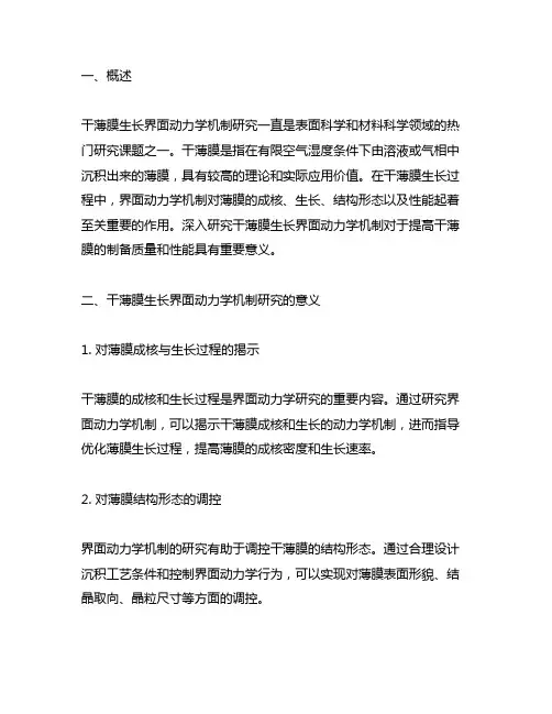 gan薄膜生长界面动力学机制研究