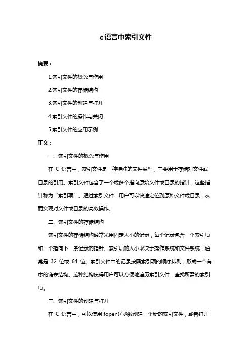 c语言中索引文件