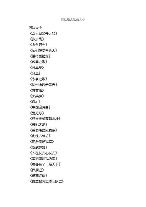 团队励志歌曲大全_励志歌曲