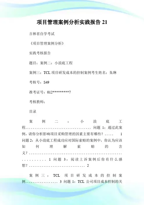 项目管理案例分析实践报告21.doc