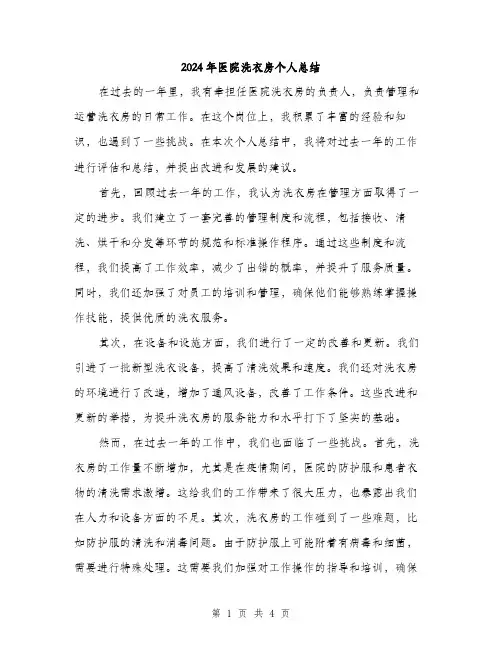 2024年医院洗衣房个人总结(2篇)