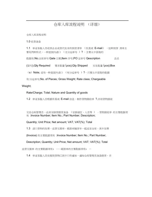 仓库入库流程说明(详细)