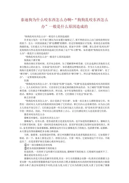 泰迪狗为什么咬东西怎么办啊-“狗狗乱咬东西怎么办”一般是什么原因造成的