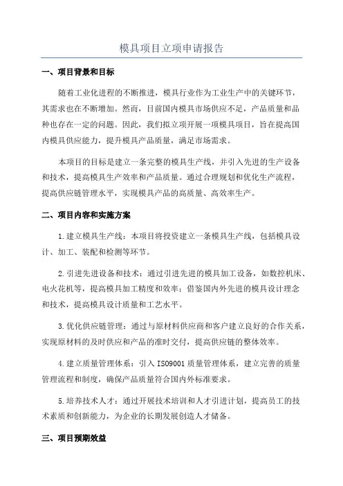 模具项目立项申请报告
