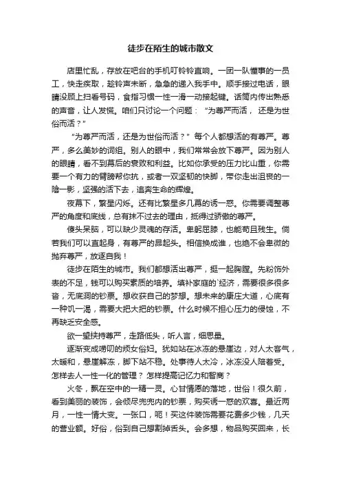 徒步在陌生的城市散文
