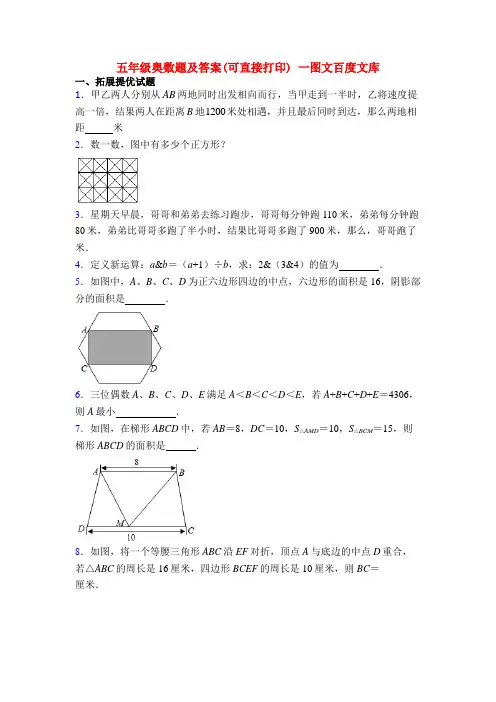 五年级奥数题及答案(可直接打印) 一图文百度文库