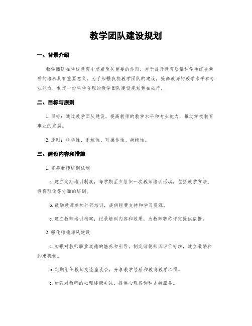 教学团队建设规划
