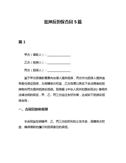 抵押反担保合同5篇